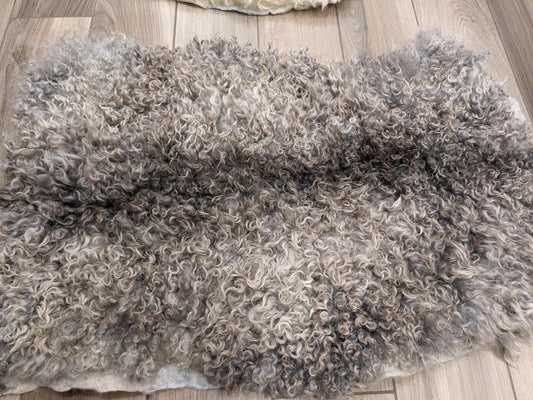 Super soft silver grey Gotland whole fleece rug