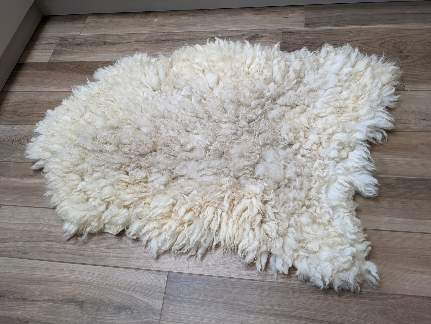 Large cream long pile rustic rug